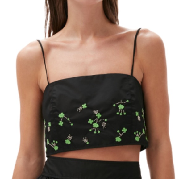 GANNI NWT SSENSE Embroidered Crop top in green and black. Size EU 40 / US 8 - Picture 11 of 11
